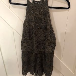 Junior Olive Short Jumper with Lace overlay